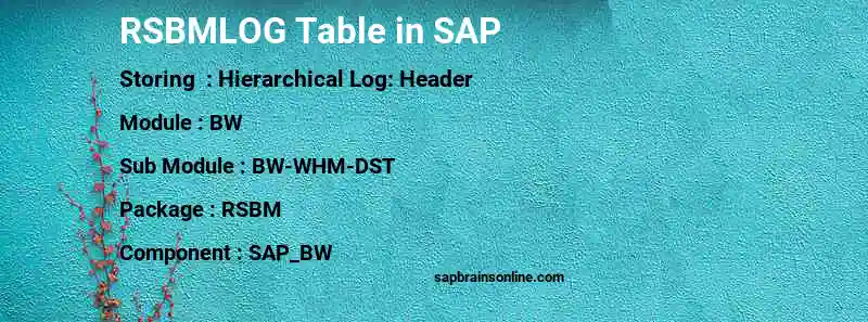 SAP RSBMLOG table