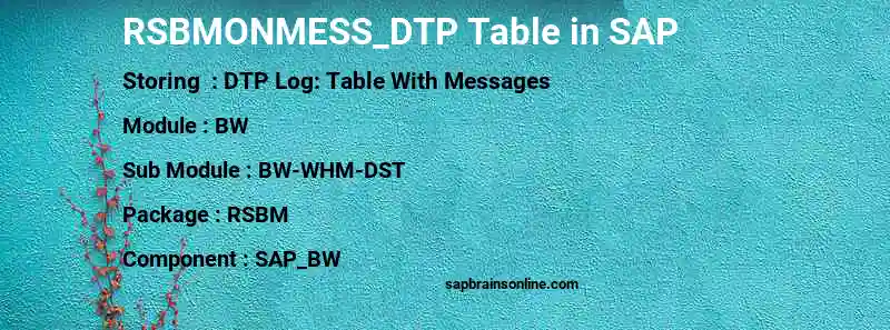 SAP RSBMONMESS_DTP table