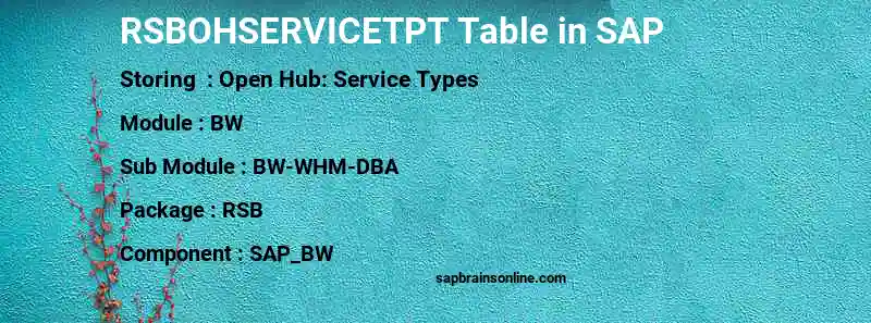 SAP RSBOHSERVICETPT table
