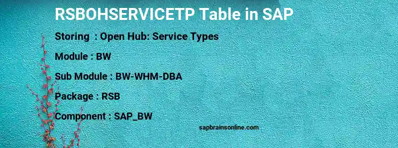 SAP RSBOHSERVICETP table