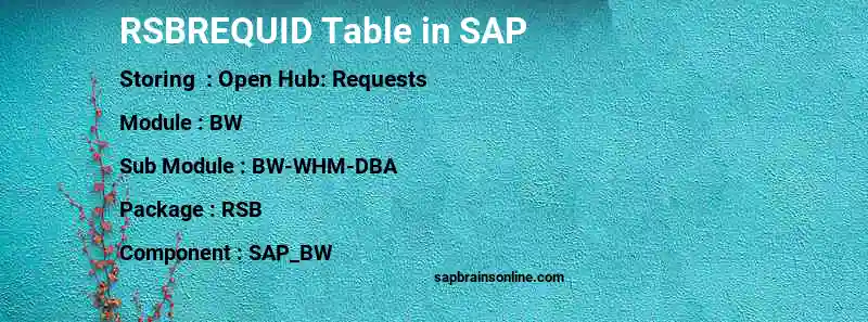 SAP RSBREQUID table
