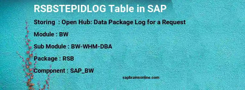 SAP RSBSTEPIDLOG table