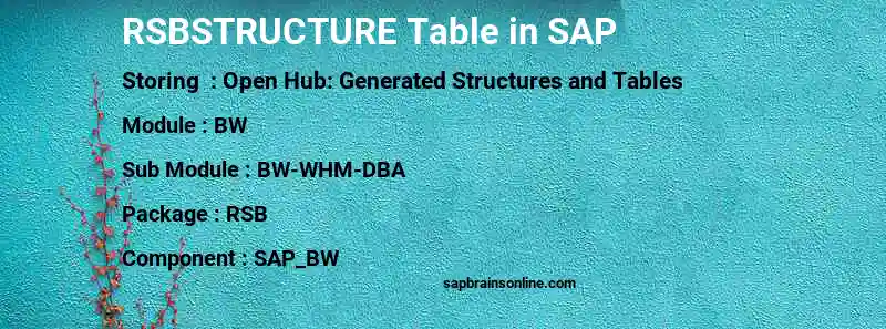 SAP RSBSTRUCTURE table