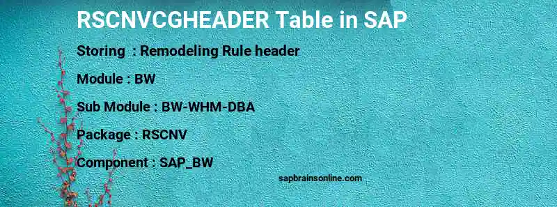 SAP RSCNVCGHEADER table