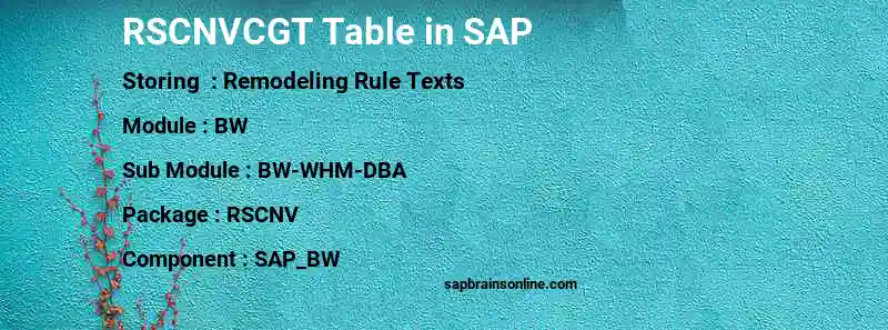 SAP RSCNVCGT table