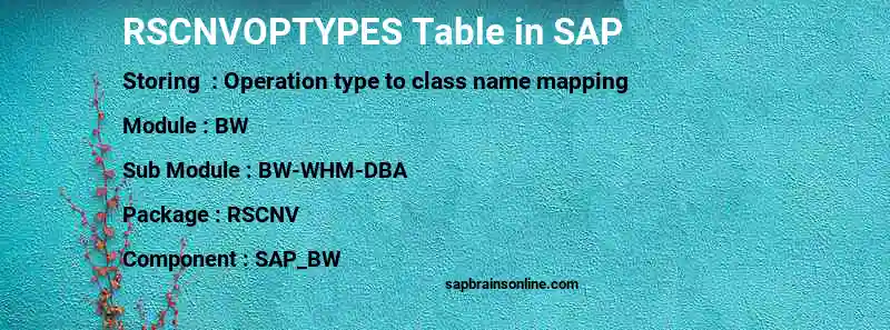 SAP RSCNVOPTYPES table