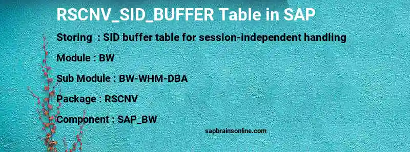 SAP RSCNV_SID_BUFFER table
