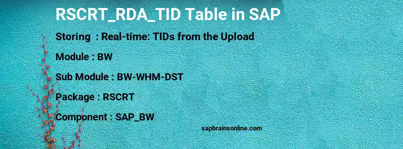 SAP RSCRT_RDA_TID table