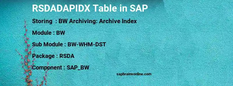 SAP RSDADAPIDX table