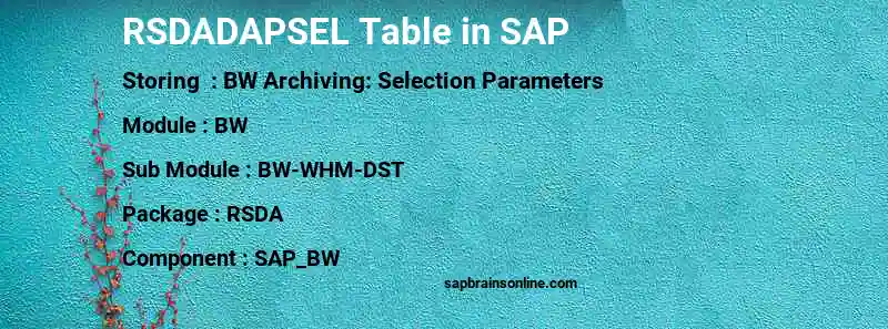 SAP RSDADAPSEL table
