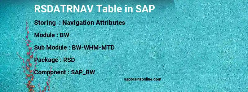 SAP RSDATRNAV table