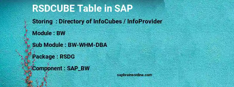 SAP RSDCUBE table