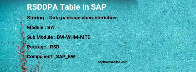 SAP RSDDPA table