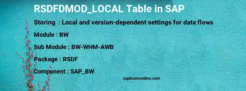 SAP RSDFDMOD_LOCAL table