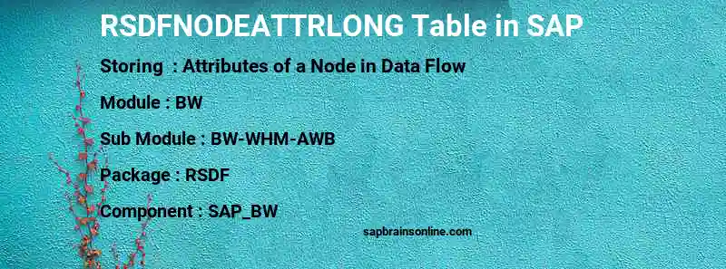 SAP RSDFNODEATTRLONG table