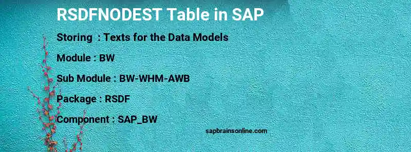 SAP RSDFNODEST table