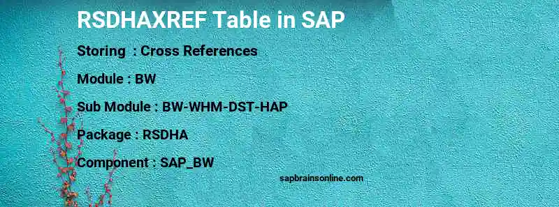 SAP RSDHAXREF table
