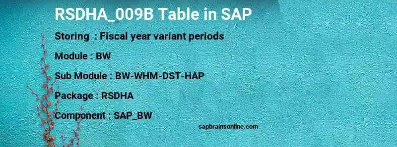 SAP RSDHA_009B table