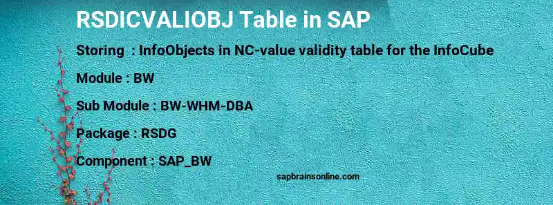 SAP RSDICVALIOBJ table