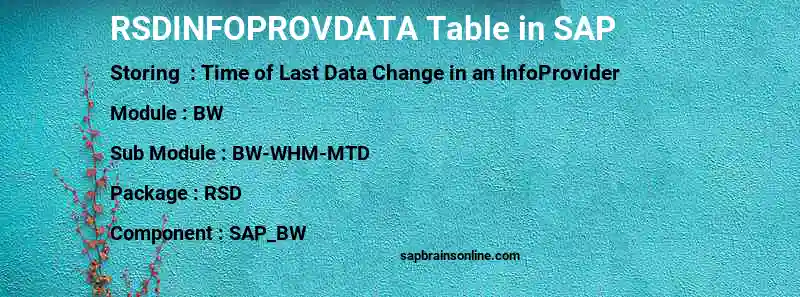 SAP RSDINFOPROVDATA table