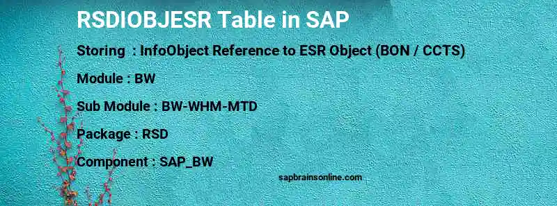 SAP RSDIOBJESR table