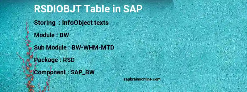 SAP RSDIOBJT table