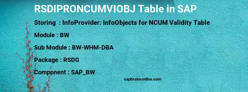 SAP RSDIPRONCUMVIOBJ table