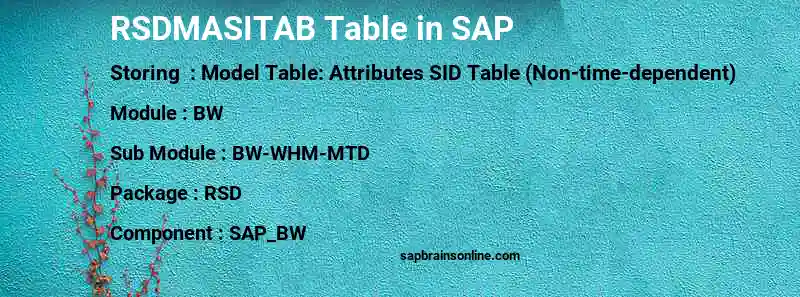 SAP RSDMASITAB table