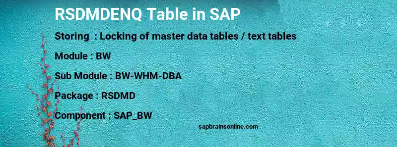 SAP RSDMDENQ table