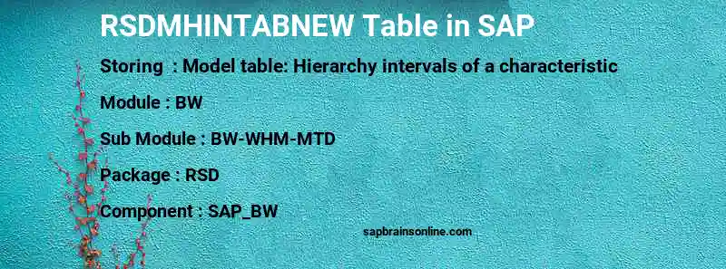 SAP RSDMHINTABNEW table