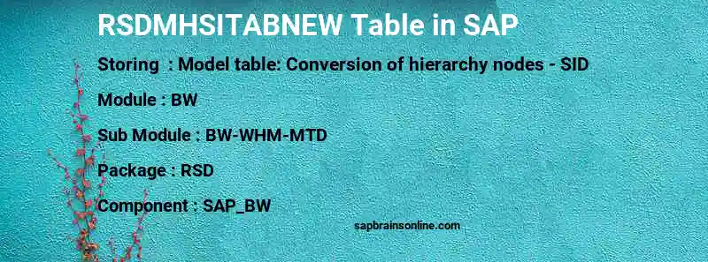 SAP RSDMHSITABNEW table