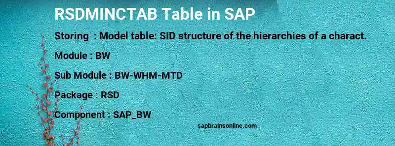 SAP RSDMINCTAB table