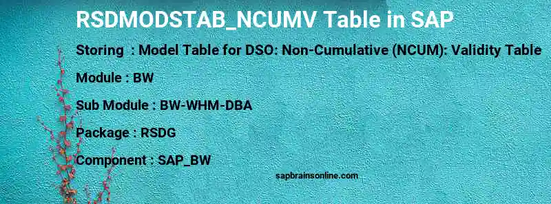 SAP RSDMODSTAB_NCUMV table