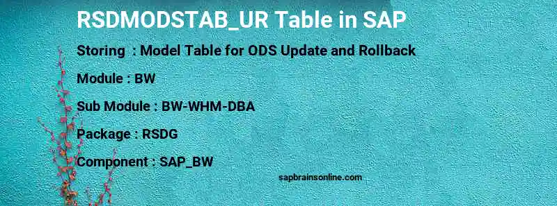 SAP RSDMODSTAB_UR table