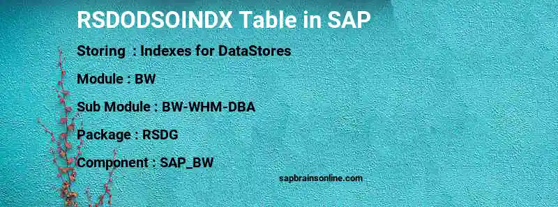SAP RSDODSOINDX table