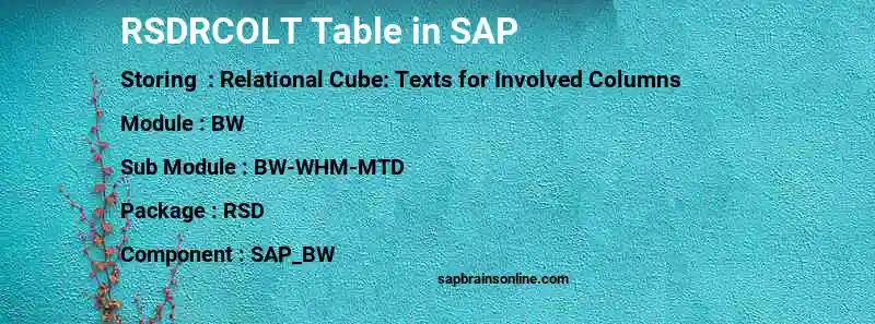 SAP RSDRCOLT table
