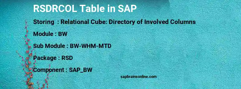 SAP RSDRCOL table