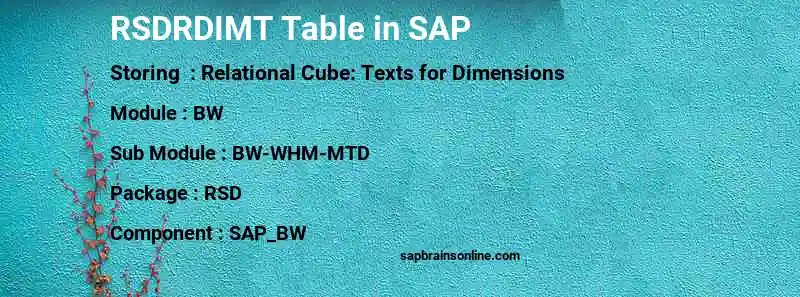 SAP RSDRDIMT table