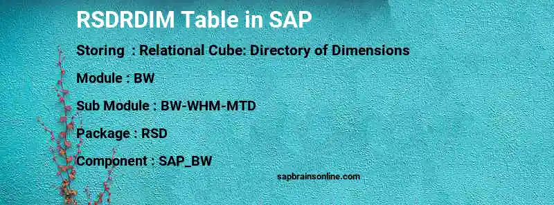 SAP RSDRDIM table