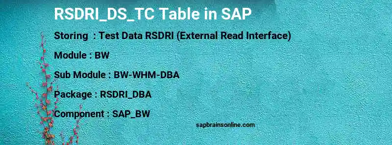 SAP RSDRI_DS_TC table