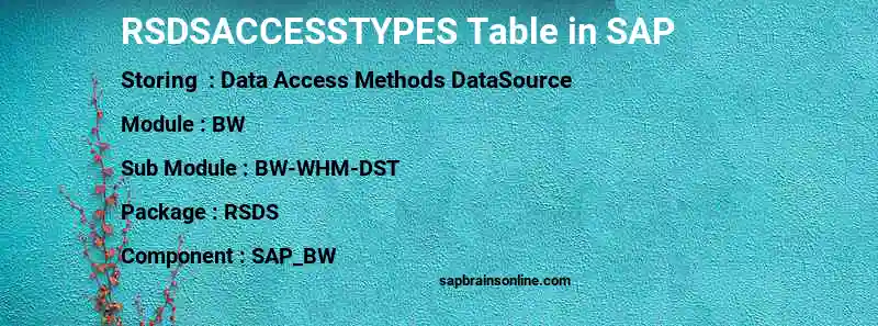 SAP RSDSACCESSTYPES table