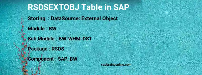 SAP RSDSEXTOBJ table