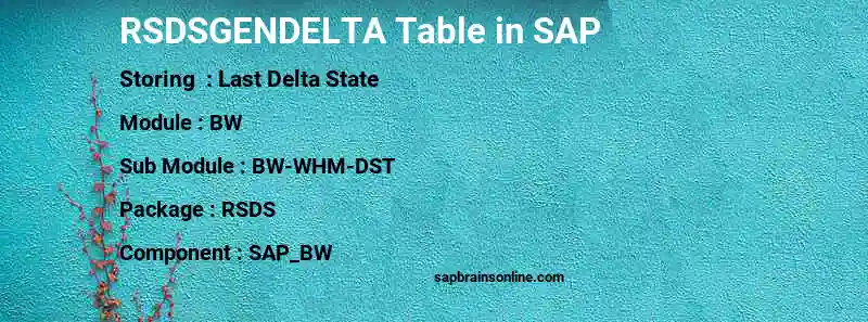 SAP RSDSGENDELTA table