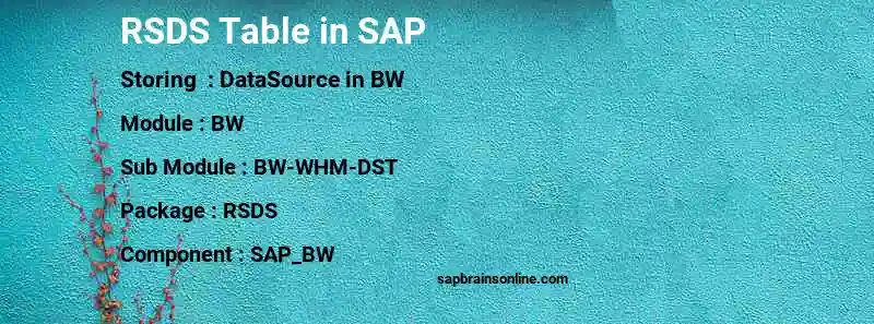 SAP RSDS table