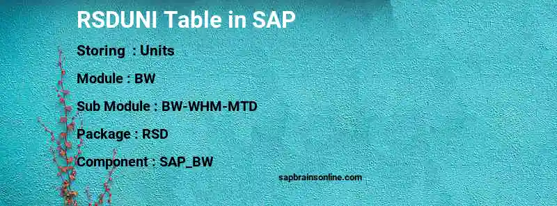 SAP RSDUNI table