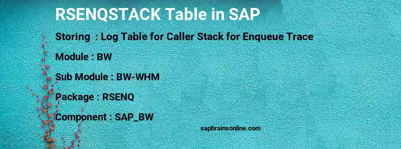SAP RSENQSTACK table