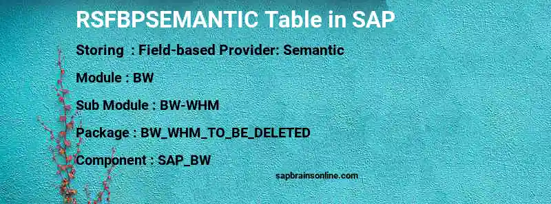 SAP RSFBPSEMANTIC table
