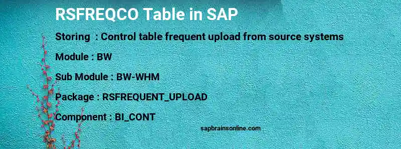 SAP RSFREQCO table