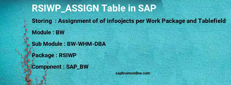 SAP RSIWP_ASSIGN table