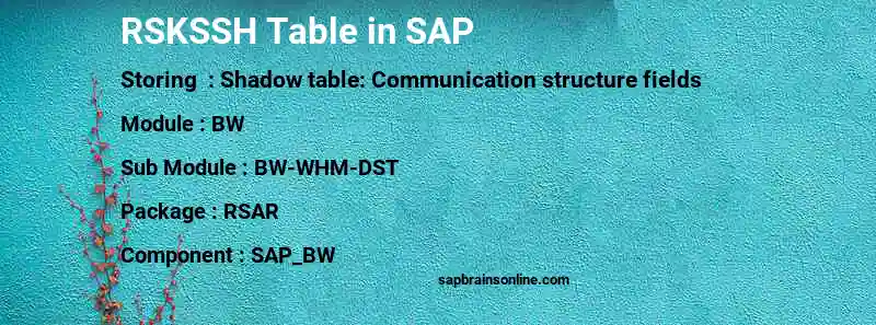 SAP RSKSSH table